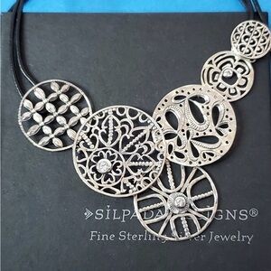 SILPADA - 'FILIGREE ART' CZ & Sterling Silver Bib Necklace